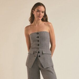 NWOT Favorite Daughter Phoebe Bustier in Chocolate Houndstooth Size 12